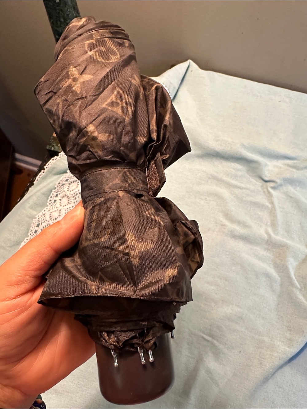 Foldable Monogram Print Umbrella - Brown